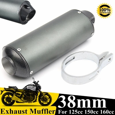 Silenziatore di scarico da 38 mm Tubi in alluminio Pr 125150 160 cc Dirt Bike ATV Moto Grigio
