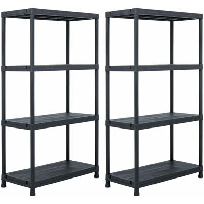 YOUTHUP Scaffali 2 pz 60x30x138 cm Nero in Plastica - Nero