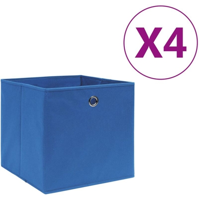 YOUTHUP Contenitori 4 pz in Tessuto non Tessuto 28x28x28 cm Blu - Blu
