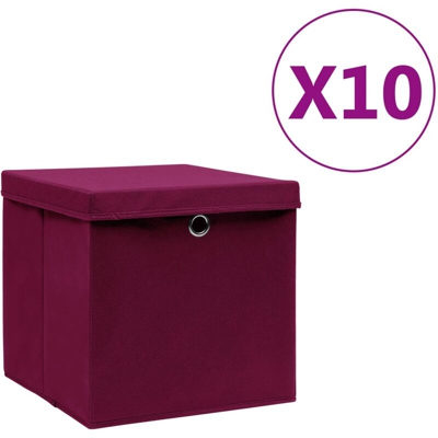 YOUTHUP Contenitori con Coperchio 10 pz 28x28x28 cm Rosso Scuro - Rosso