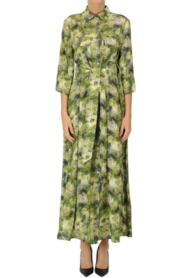 Flower printe viscose shirt dress