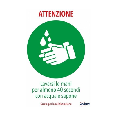 Confezione 2 Etichette Adesive Prestampate Lavarsi le Mani - Avery