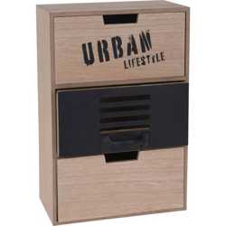 Lgvshopping - Mobiletto Mobile in MDF e Metallo 3 Cassetti 20x11x30 cm Marrone e Nero precio