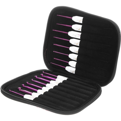 Set di 16 ferri da maglia in alluminio da 16 misure 1mm-6mm con borsa con cerniera