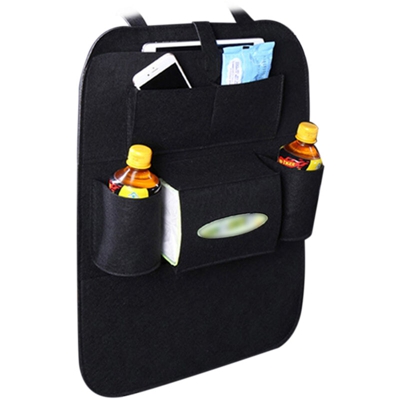Borsa da appendere in feltro per seggiolino auto nera con marchio di acqua di lavaggio