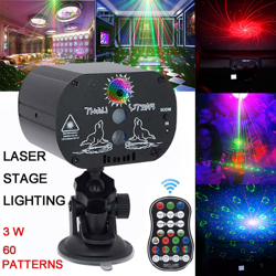 60 modelli RGB LED Proiettore di luce laser Stage Light Home Party KTV Disco DJ Club Lamp con telecomando precio