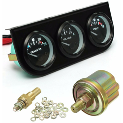 52mm LED per auto 3 indicatori Voltmetro Indicatore Temperatura olio acqua Pressione + staffa en oferta