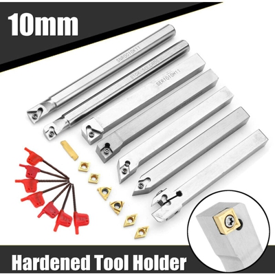 Aggiornamento 21pcs 10mm Portautensili per tornio Barra di alesatura per tornio + Inserto in metallo duro + Set di chiavi in ​​lega di acciaio