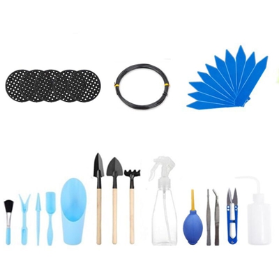 Set di attrezzi da giardinaggio in vaso blu da 30 pezzi (etichetta della pianta * 10, linea di addestramento in vaso 5m)