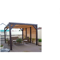 Habrita - Pergola gazebo foresta in legno lamellare , tetto e parete frangivista con veneziane mobili , dimensioni 339x312x217h - Foresta en oferta