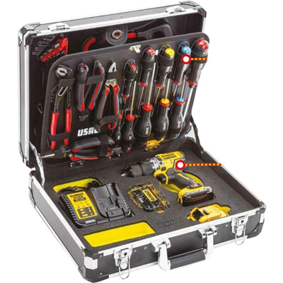 Valigia con assortimento per manutenzione 002 UDM – 74 utensili