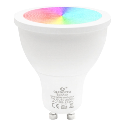 GLEDOPTO AC100-240V 5W GU10 base Zigbee faretto RGB + lampadina intelligente a doppia luce bianca angolo del fascio 120