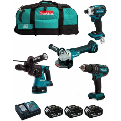 MAKITA Kit MST4M3BL3 18V (DHR243 + DTD148 + DGA504 + DHP480 + 3 x 4,0 Ah + DC18RC + Trolley)