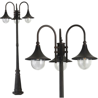 Lampione Vittoriano Classico da Giardino 3 Lanterne Arco in Alluminio 220cm