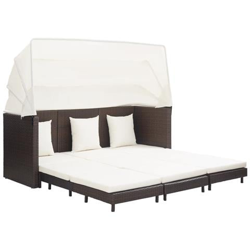 Divano Letto A 3 Posti Estendibile Con Tetto Polyrattan Marrone precio
