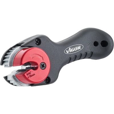Vigor V6917 - Tagliatubi a cricchetto per tubi freno con diametro 4,75 mm, lunghezza 110 mm, colore: Nero/Rosso