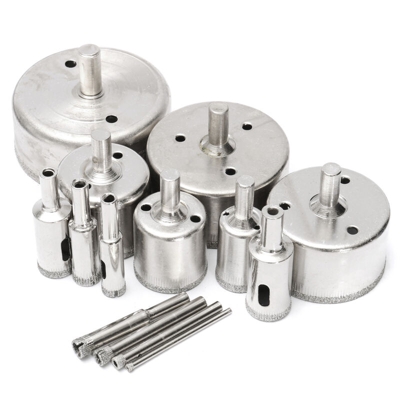 Drillpro - Punta da trapano con foro diamantato da 14 pezzi da 3 mm a 70 mm per piastrelle in marmo e vetro