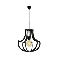 Lampada a Sospensione Tigris - Lampadario - da Soffitto - Grigio Scuro in Metallo, Legno, 45 x 45 x 90 cm, 1 x E27, 60W en oferta