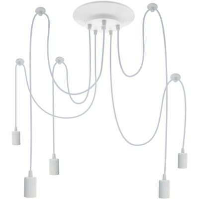 Lampada vintage per 5 lampadine di filo E27 con cavo di 2m bianco - Primematik