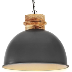 YOUTHUP Lampada Soffitto Industriale Grigia Rotonda 50 cm E27 in Mango - Grigio en oferta