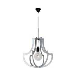 Lampada a Sospensione Tigris - Lampadario - da Soffitto - Grigio in Metallo, Legno, 45 x 45 x 90 cm, 1 x E27, 60W en oferta