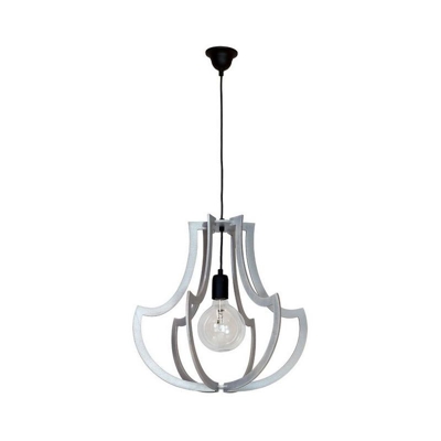 Lampada a Sospensione Tigris - Lampadario - da Soffitto - Grigio in Metallo, Legno, 45 x 45 x 90 cm, 1 x E27, 60W