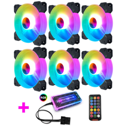 Insma - Ventola a livello singolo 6PCS 120mm PC RGB Control LED 7 Blade Fan Computer silenzioso en oferta