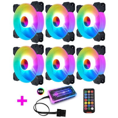 Insma - Ventola a livello singolo 6PCS 120mm PC RGB Control LED 7 Blade Fan Computer silenzioso