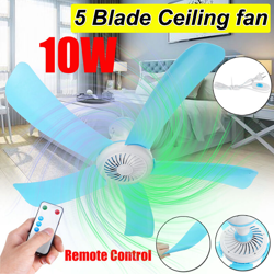 Drillpro - Mini ventilatore da soffitto da 41 cm 220 V 10 W Cavo da appendere per refrigeratore estivo (blu, 5 fogli piccoli con telecomando) características