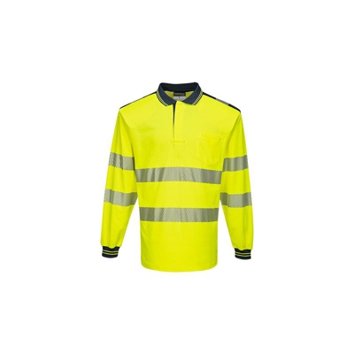 Polo PW3 Alta Visibilità manica lunga | 5XL - YeNa - NEUTRO (SENZA PERSONALIZZAZIONE) - Yellow Navy