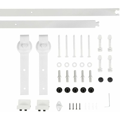 Oobest - Binario per Porta Scorrevole Kit per Porta Fienile Scorrevole Sospesa per una porta, Bianco 2M