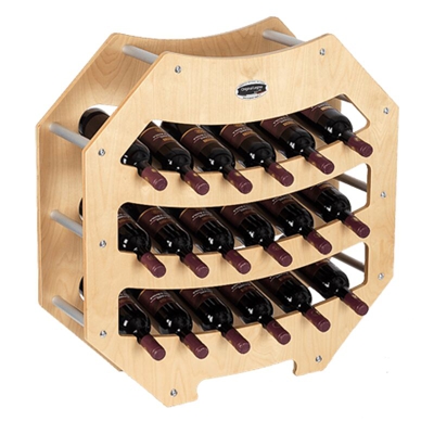 Cantinetta Portabottiglie in Legno Scaffale mobile per Bottiglie vino MADE IN ITALY mod. Ottagono Acero B.18 L75 x P25 x 75H