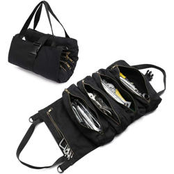 Borsa per attrezzi in tela con 5 tasche con cerniera per professionisti, nera - Langray precio