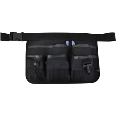Borsa porta attrezzi nera da cintura senza strisce riflettenti per attrezzi da giardinaggio