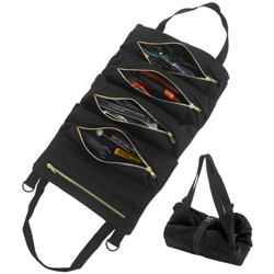 Borsa per attrezzi con 5 tasche con cerniera, borsa per attrezzi in tela portatile, strumento per organizzare automaticamente il rotolo di attrezzi en oferta