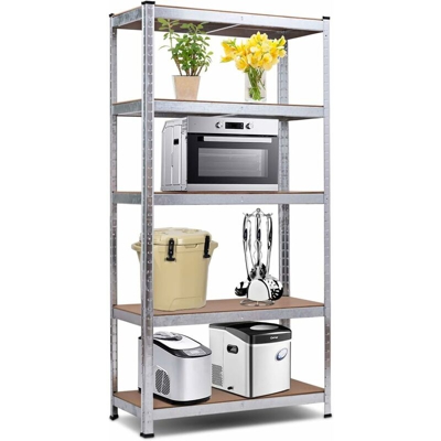 Costway - Scaffale per Garage, Scaffalatura a 5 Ripiani, Capacità 175kg Ogni Ripiano, Struttura Acciaio Resistente, 180x90x40cm