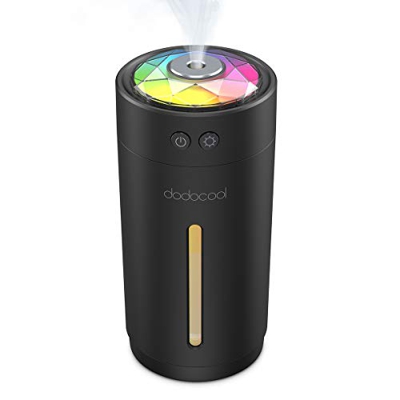 USB Umidificatore Mini, dodocool 300ml Umidificatore Ultrasuoni Portatile, 20dB Umidificatore Bambini Silenzioso con 2 Modalità Nebbia, 7 Colori, 6-12