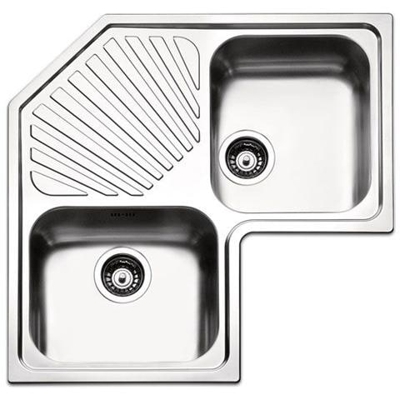 Serie Roma Lavello da Incasso Angolare 2 Vasche Dimensioni 83 x 83 cm Colore Inox