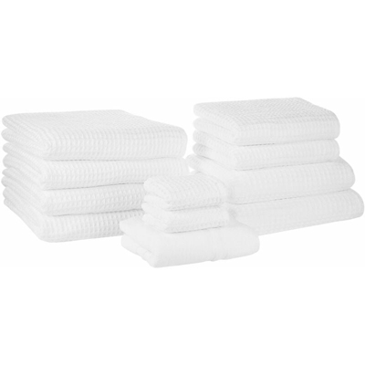 Set di 11 asciugamani in cotone bianco AREORA