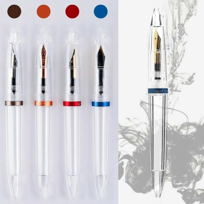 Penna stilografica trasparente trasparente con pennino fine 0,5 mm C