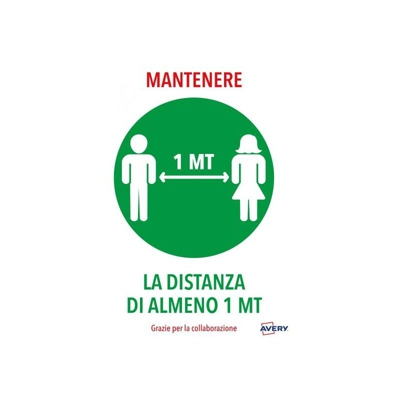 Confezione 2 Etichette Adesive Prestampate Mantenere la Distanza di 1mt - Avery