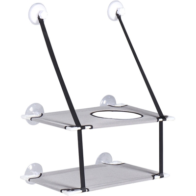 Letto pensile per amaca con finestra a ventosa per animali domestici (amaca a 2 livelli - grigio)