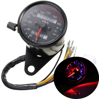 Universale Doppio Contachilometri Tachimetro Retroilluminazione a LED Lampada Spia Moto