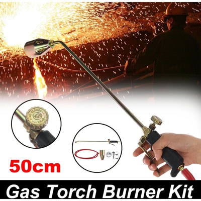 50 cm Manico Idraulica a gas Turbo Gas liquefatto Torcia per saldatura Accendino piezoelettrico Bruciatore a tubo (doppio)