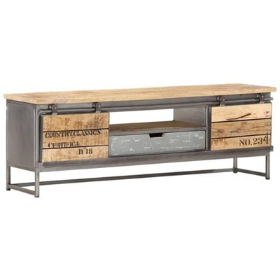 Mobile Porta Tv 120x30x40 Cm In Legno Massello Di Mango