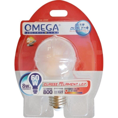 Omega - FILAMENT SMERIGLIATA GOCCIA A60 8W E27 800LM 3000K A+