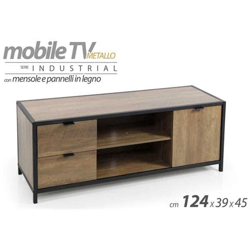 Mobile Porta Tv Basso Industrial Marrone Cm 124 X 39 X 45 H características