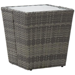 Tavolino Grigio 41,5x41,5x43 Cm In Polyrattan E Vetro Temperato precio