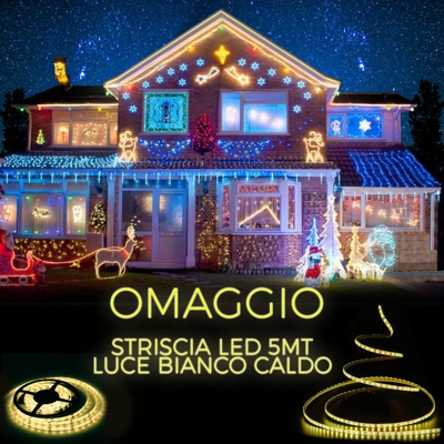 Bricozone - STRISCIA BOBINA LED ADESIVA 5 METRI - 72W, 300 LED IMPERMEABILE VARI COLORI [Colore - Bianco Caldo]