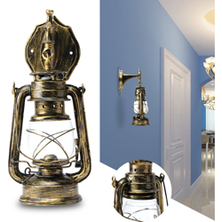 Drillpro - Lampada da parete vintage Lanterna in metallo con luce in ferro da parete Deco Restaurant BarBronze en oferta